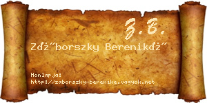 Záborszky Bereniké névjegykártya